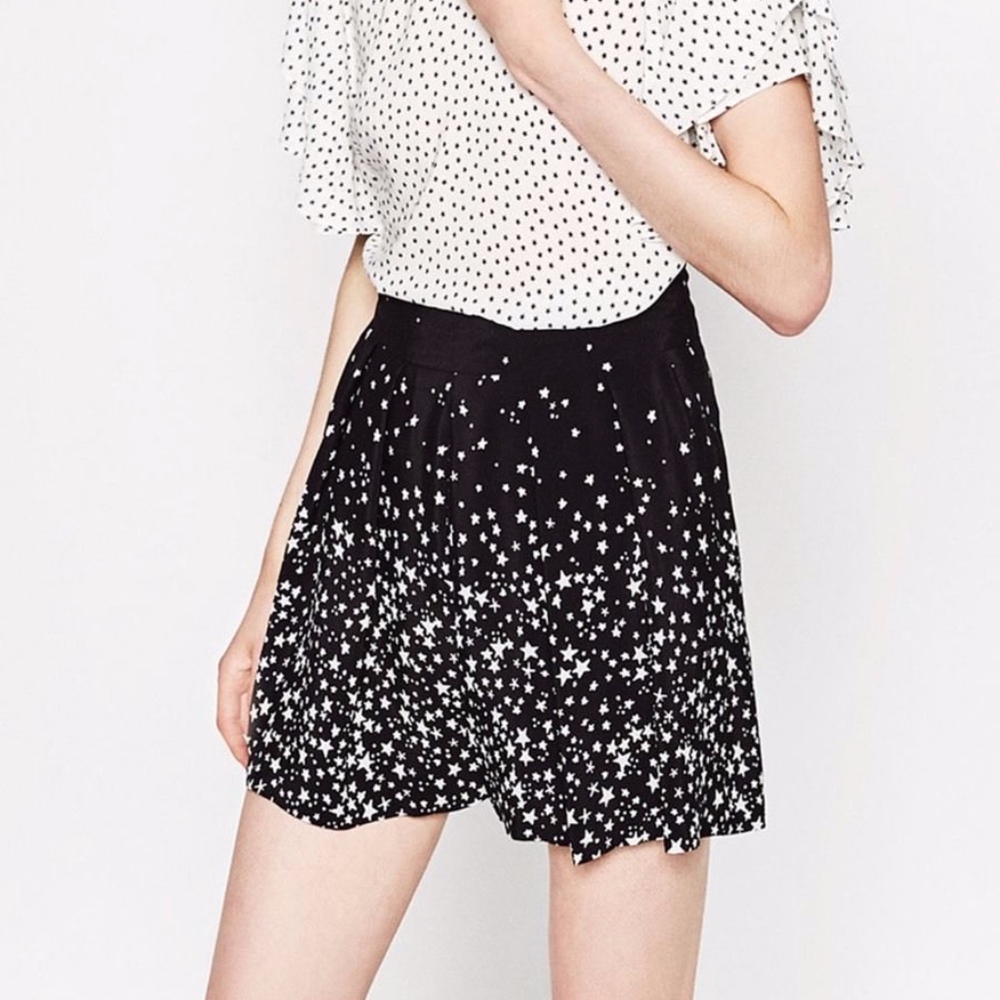 ZARA Black & White Star Print Shorts